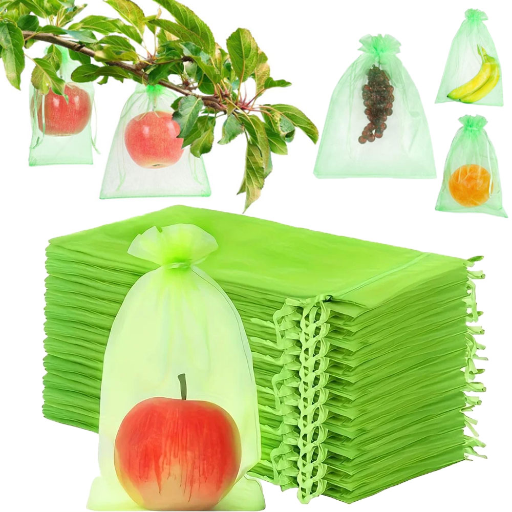 Smart Home Green - 100Pcs Green Protective Bag with Zipper,fruit