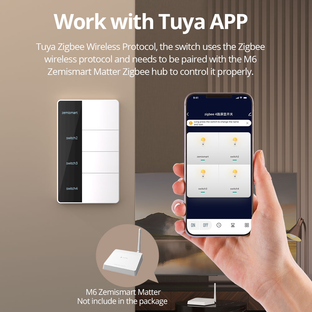1234 Gang US Type Zigbee Push  - Smart Home Hub Matter ulasan dan harga