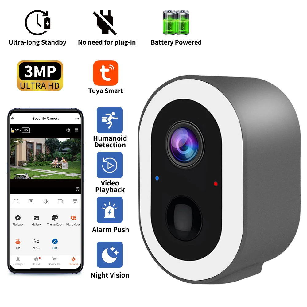 3MP Tuya Smart Life Battery Po - Smart Home Wiser ulasan dan harga
