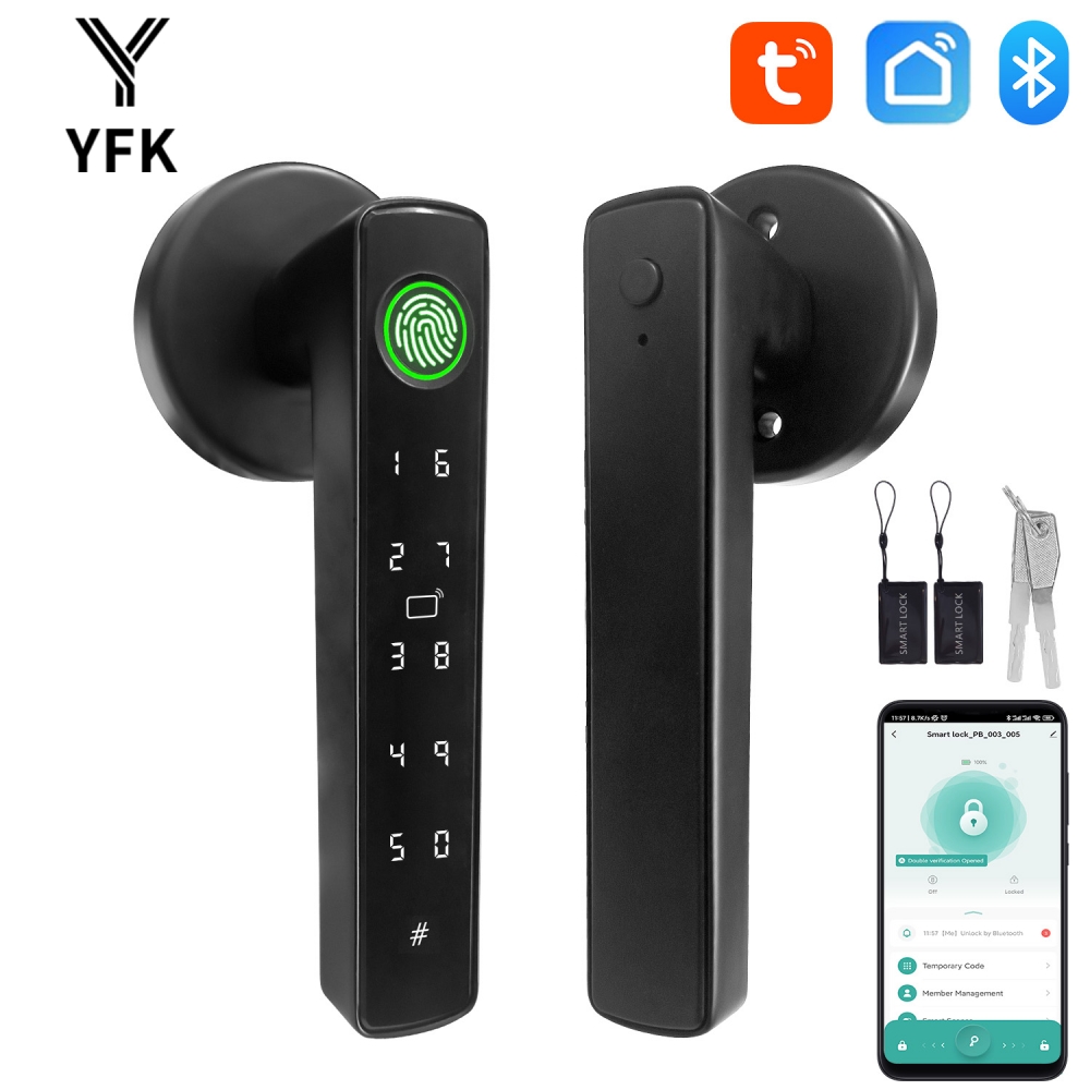 YFK Tuya 5-in-1 Smart Door Han - Smart Home Green ulasan dan harga